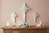 Selenite and Quartz Crystal Wall Cross Crystal & Precious Minerals