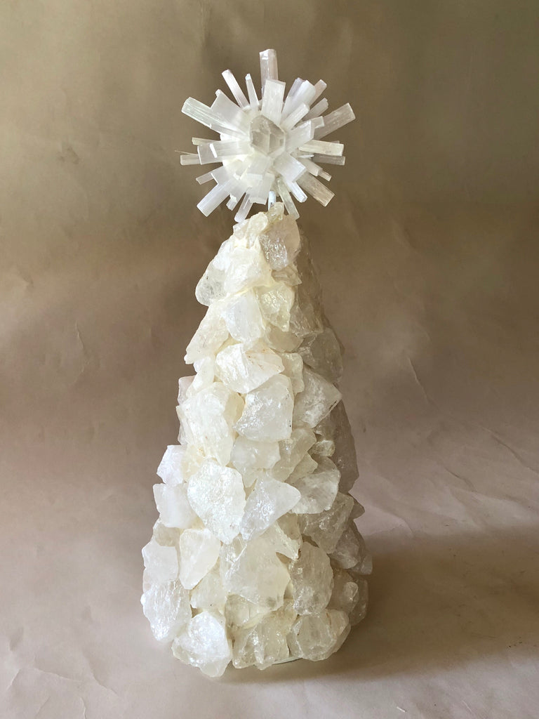 White Quartz Crystal Tree with Selenite Starburst | Nate Ricketts Design