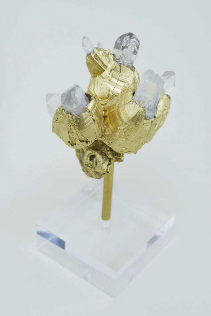 Barnacle Sculpture with Quartz Crystals on Acrylic Pedestal - Nate Ricketts Design