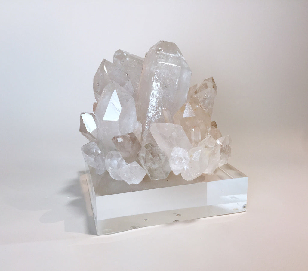 Quartz Crystal Pedestal on Acrylic Base - Nate Ricketts Design