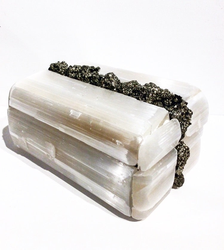STRYPE Selenite and Pyrite Treasure Box - Nate Ricketts Design