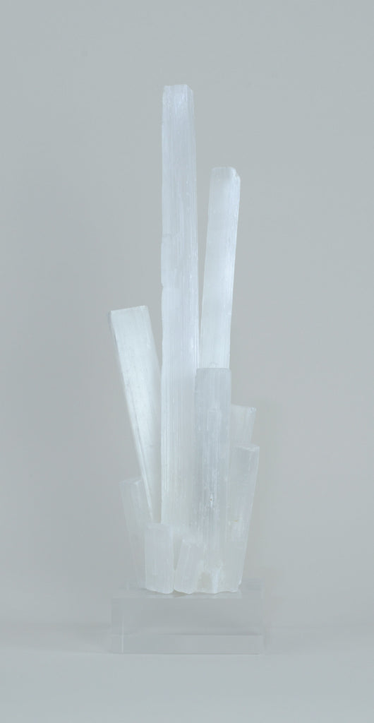 Selenite Crystal Burst on Acrylic Base – Nate Ricketts Design