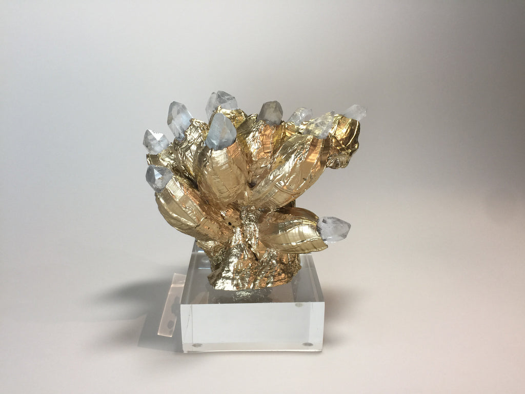 Barnacle Sculpture with Quartz Crystals on Acrylic Pedestal - Nate Ricketts Design